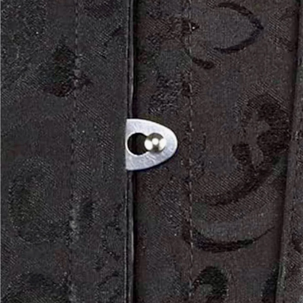 Vintage| XL |Black Jacquard |Corset |Bustier Top |Lace Up |Boned |Sexy|Goth - Picture 9 of 16